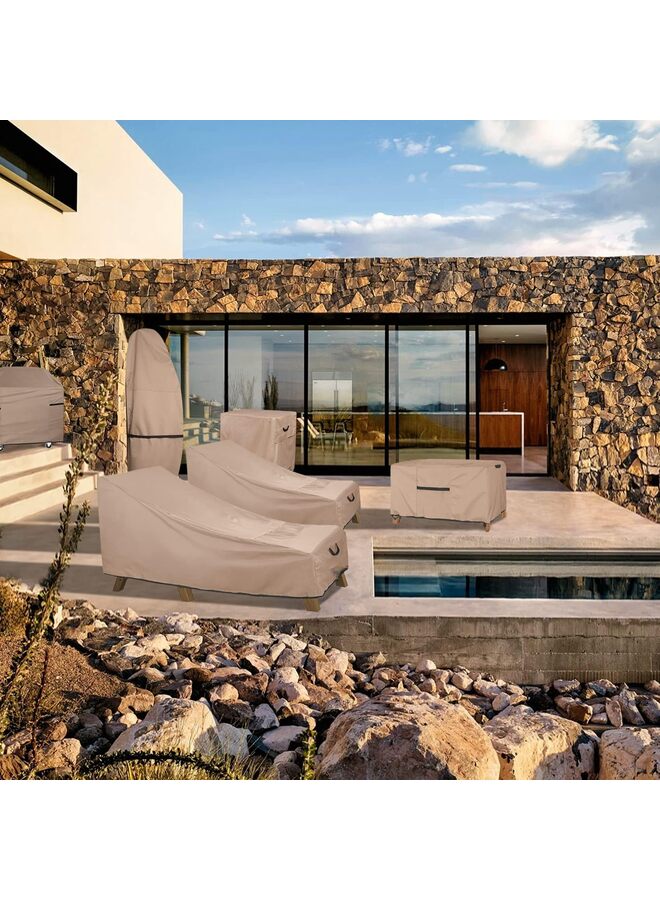 غطاء كرسي استرخاء خارجي مقاوم للماء، أغطية كراسي استرخاء خارجية متينة 600D، أغطية أثاث فناء مقاومة للأشعة فوق البنفسجية للأثاث الخارجي، 80 طول × 30 عرض × 31 ارتفاع بوصة (اللون: بني) - Image 5