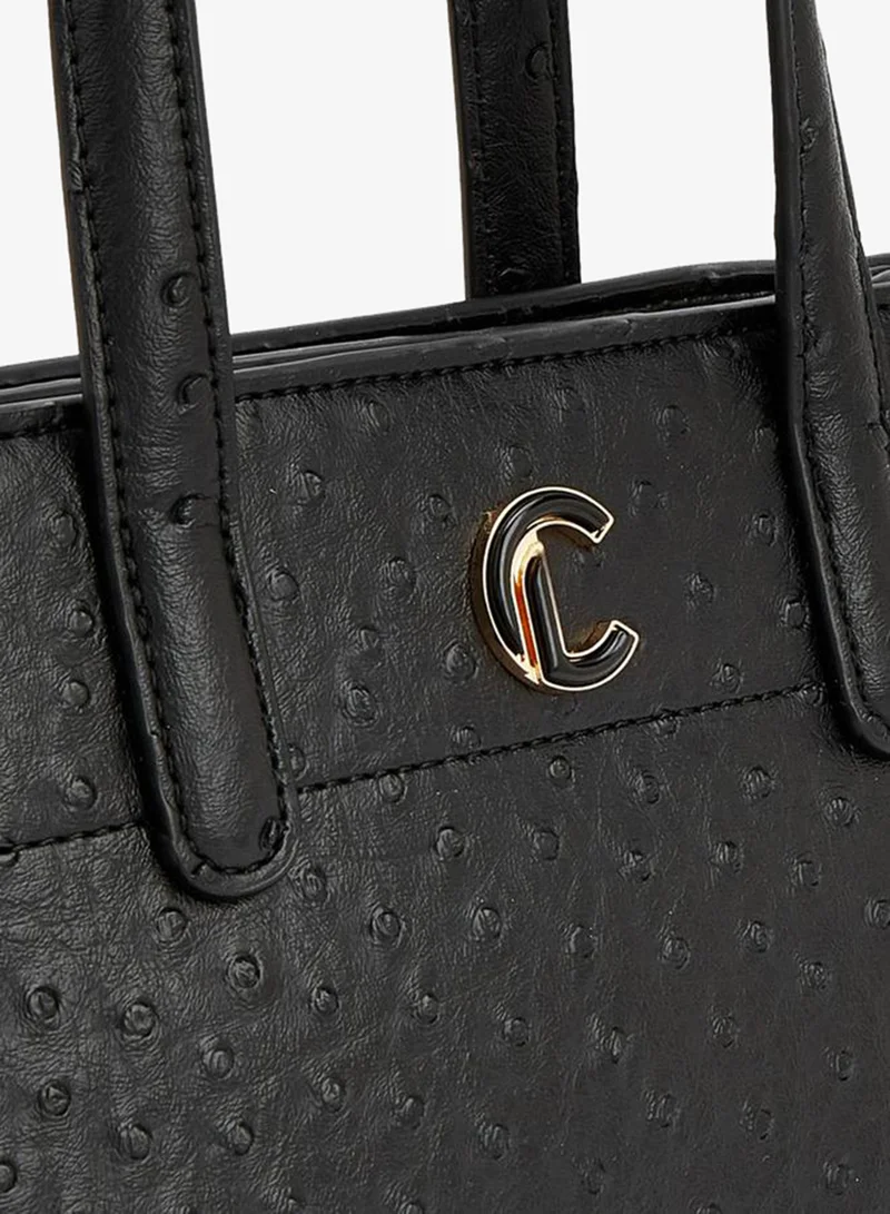 Le Confort BLACK Textured Tote Bag With Detachable Strap for Women | Best Price UAE