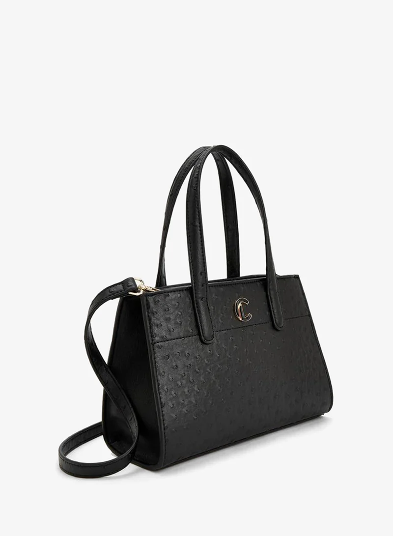 Le Confort BLACK Textured Tote Bag With Detachable Strap for Women | Best Price UAE