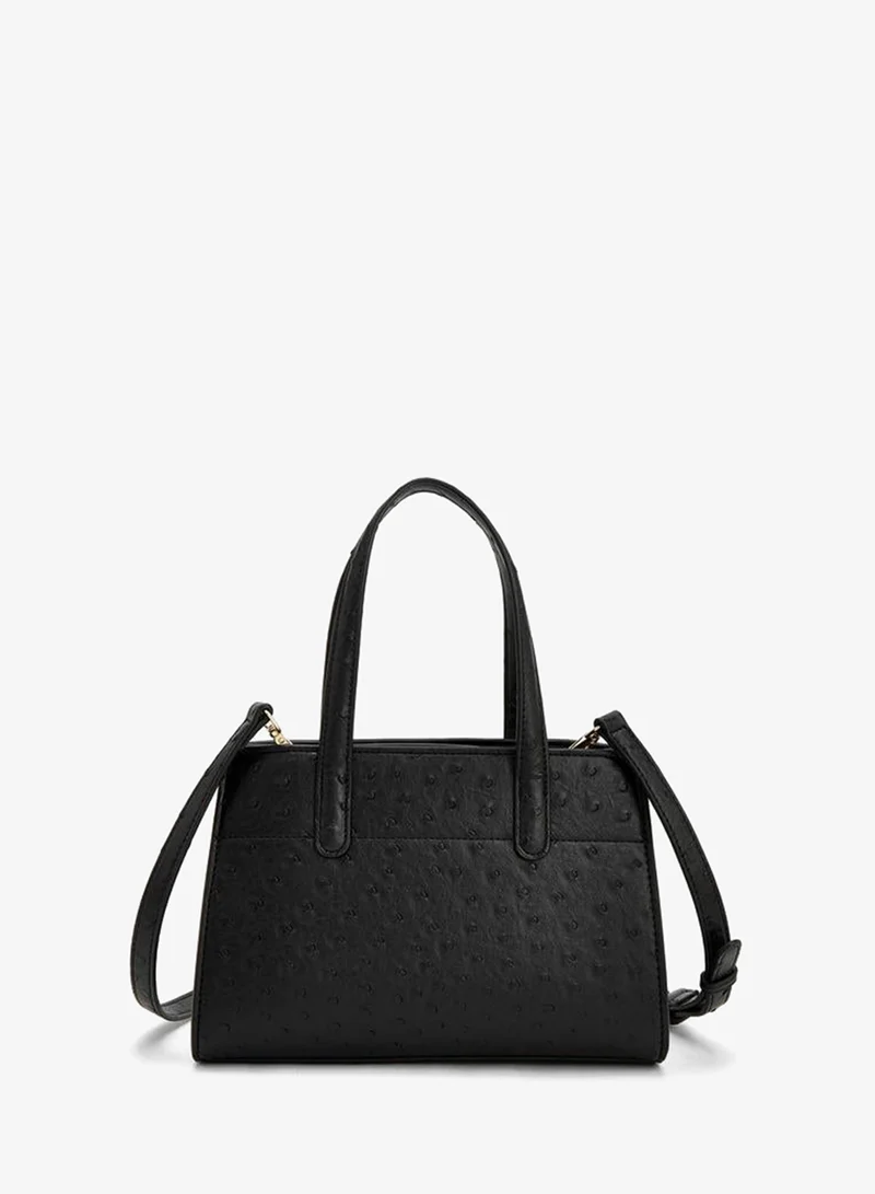 Le Confort BLACK Textured Tote Bag With Detachable Strap for Women | Best Price UAE