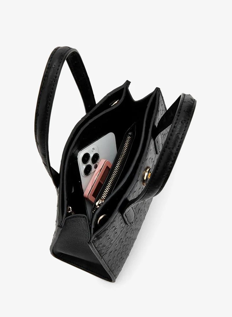 Le Confort BLACK Textured Tote Bag With Detachable Strap for Women | Best Price UAE