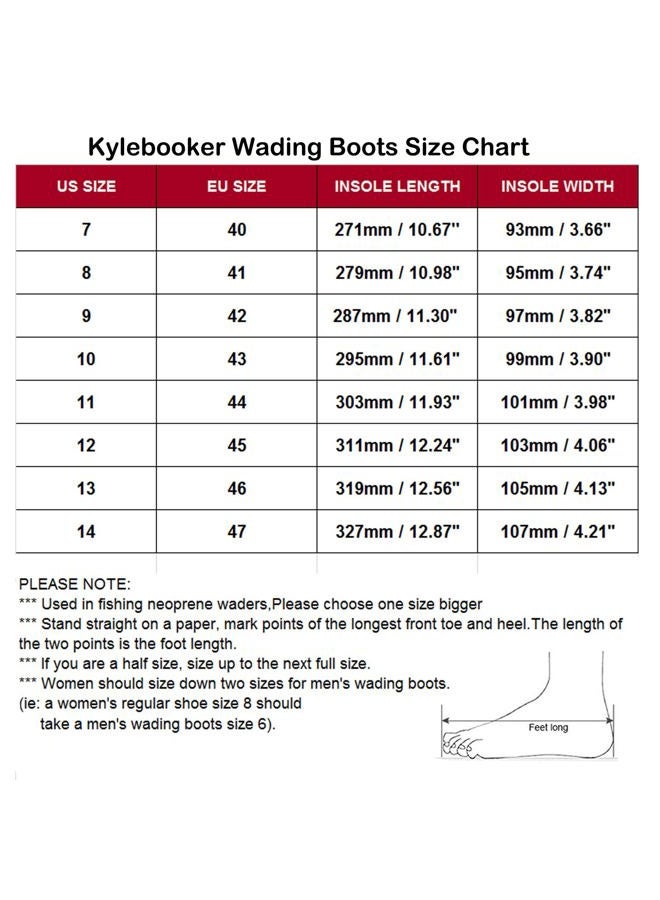 Kylebooker Men's Fishing Hunting Wading Boots Lightweight Anti-Slip Felt Sole Waders Shoes(Felt Sole,10) - Image 5