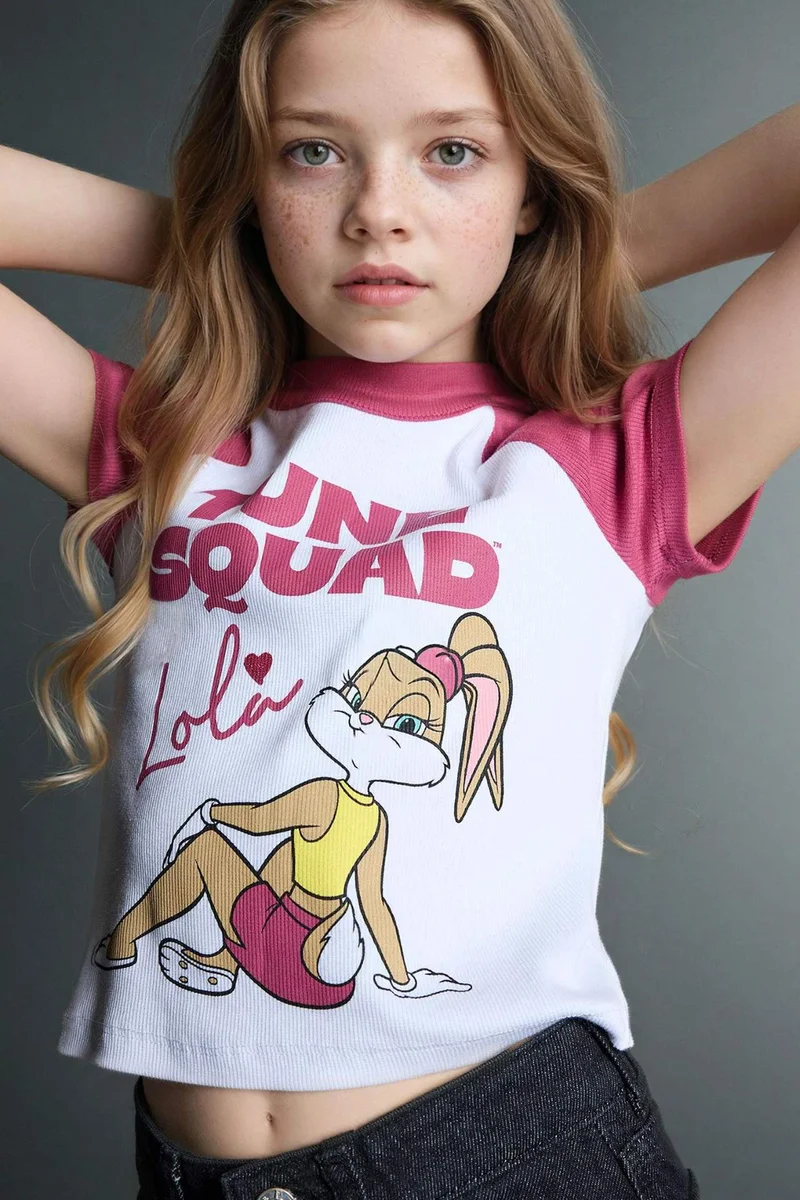 DeFacto Girl Looney Tunes Cropped Fit Ribbed T-Shirt