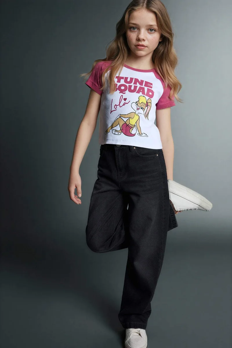 DeFacto Girl Looney Tunes Cropped Fit Ribbed T-Shirt