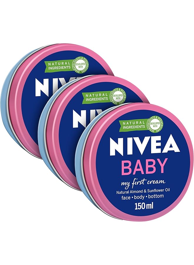 Nivea Baby My First Cream All Purpose Cream Natural Almond & Sunflower Oil 3X150Ml - Image 1