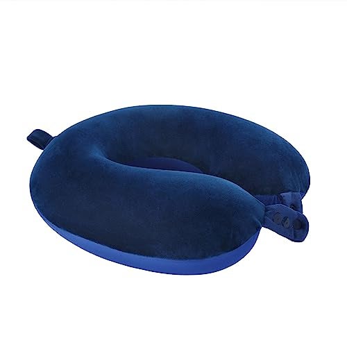 Makimoo Travel Neck Pillow, Top Memory Foam Pillow for Head Support, Ideal for Airplanes, Cars, and Home Recliners, Adjustable and Soft (Blue) - Image 3