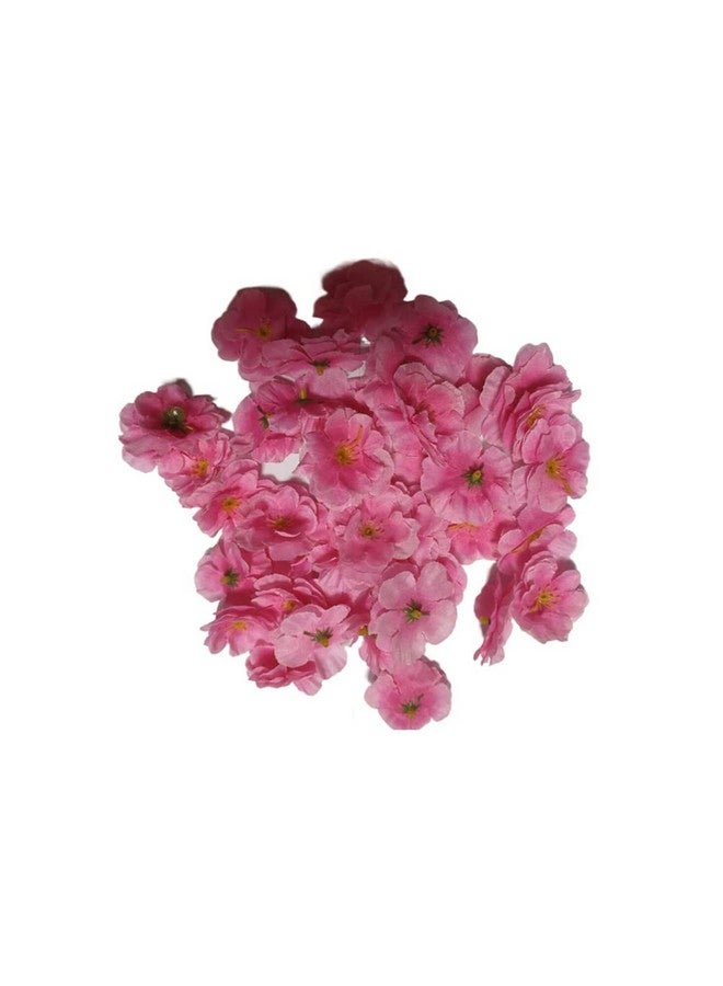 AISIBO Artificial Silk Cherry Blossom Flowers Heads, 50Pcs Artificial Cherry Blossom Flower, Cherry Blossom Fake Silk For Bridal Hair Clips Headbands Dress Diy Accessories Wedding Party(Pink)  - Image 1
