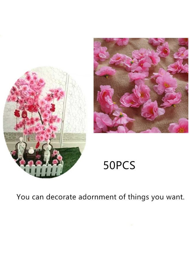 AISIBO Artificial Silk Cherry Blossom Flowers Heads, 50Pcs Artificial Cherry Blossom Flower, Cherry Blossom Fake Silk For Bridal Hair Clips Headbands Dress Diy Accessories Wedding Party(Pink)  - Image 4