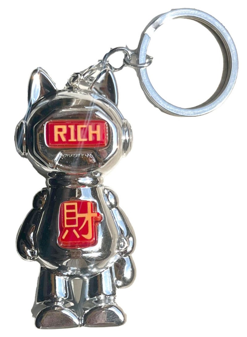 ريتش ميدالية معدنية متعددة الألوان فضي سلسلة المفاتيح