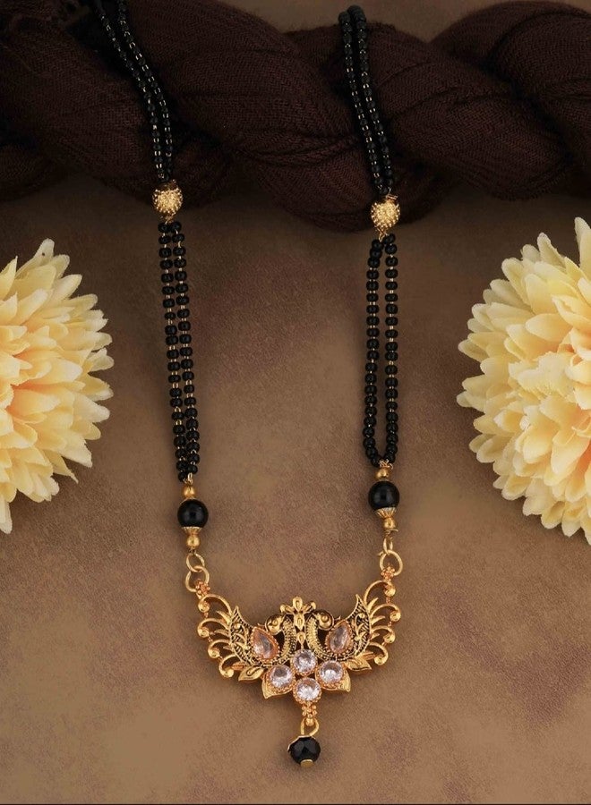 Untouched American Diamond Golden Matte Finish Mangalsutra For Woman - Image 2