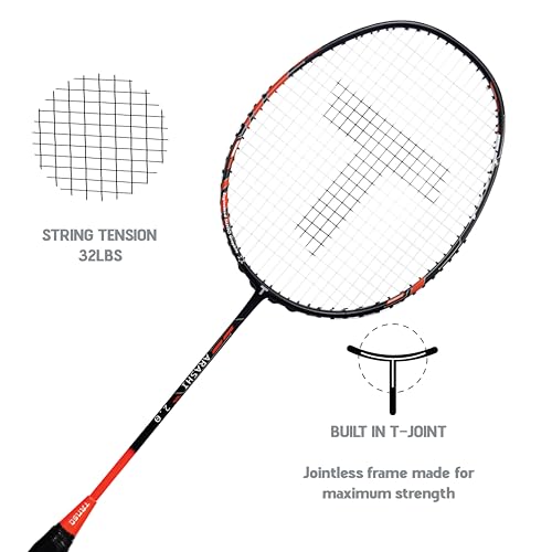 TANSO Arashi 2.0 Full Graphite Ultra Light Weight Carbon Fibre Strung Badminton Racket with Free Full Racquet Cover (77 Grams, 32 Lbs Tension, Strung with Premium Strings) (Orange) - Image 3
