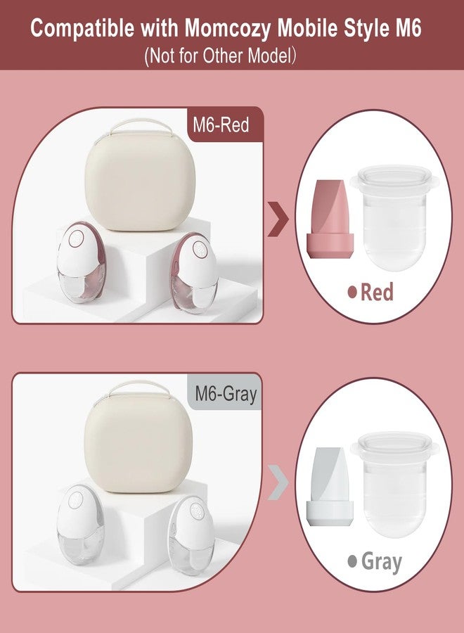 صمامان على شكل منقار البط وغشائان متوافقان مع مضخة الثدي Momcozy Mobile Style M6، بديل لملحقات مضخة الثدي M6، مناسب لأجزاء مضخة Momcozy، ليست قطع غيار أصلية، عبوة من 4 قطع، أحمر - Image 2