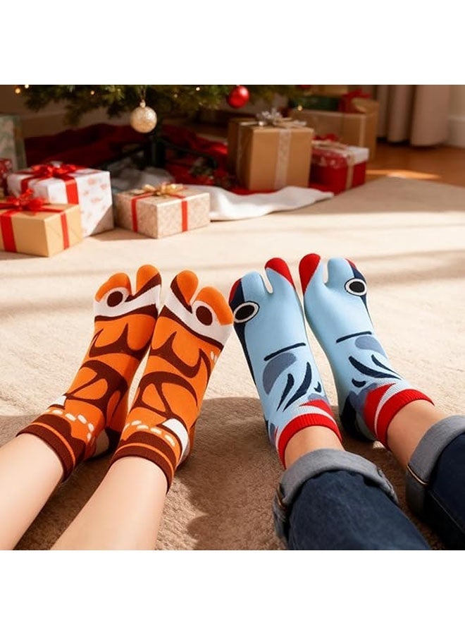 2 Pairs Funny Novelty Animal Socks Cotton  Toes Socks for Xmas Women Men Teenager - Image 5