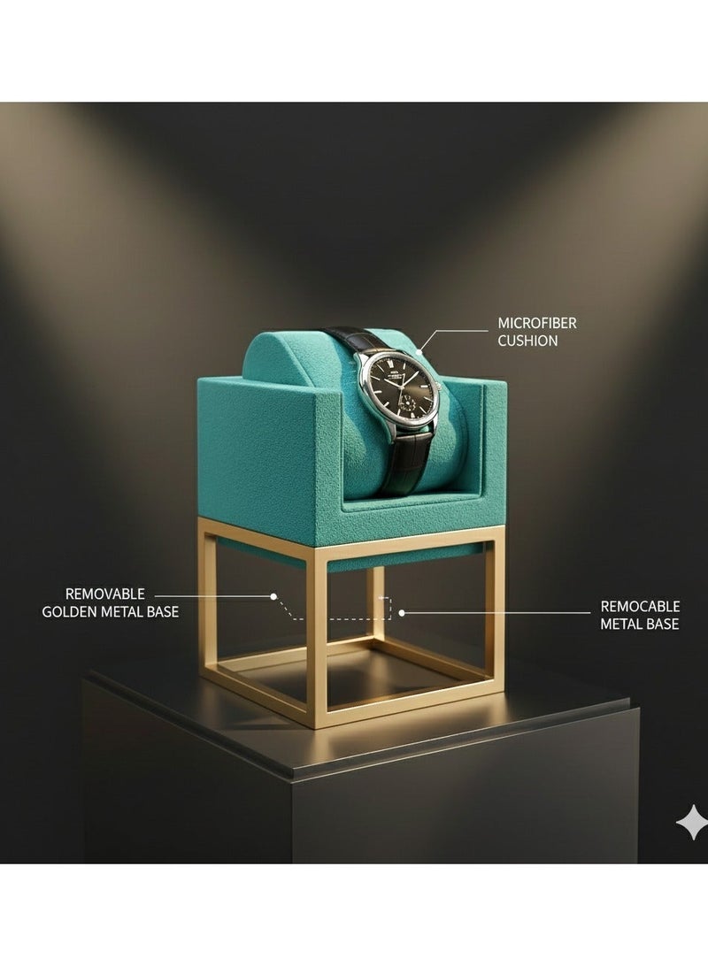 Al Seraj Luxury Watch Display Stand with Metal Base | Premium Microfiber Watch Holder with Removable Cushion | Elegant Watch Storage Stand for Jewelry Display, Retail Showcase & Gift Organizer - Image 3