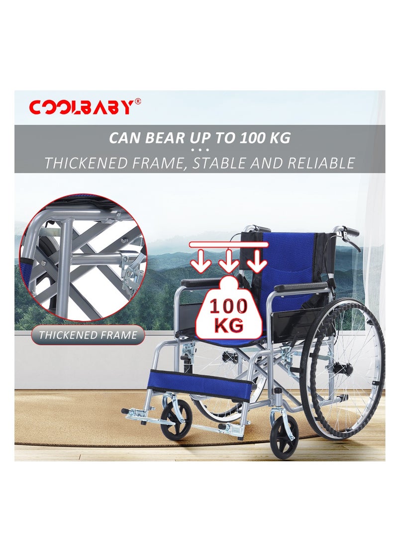 Cool Baby - Portable Wheelchair Standard Manual wheelchairs Small Simple Folding Light Ultra Light Travel for The Elderly Trolley BL - Image 1