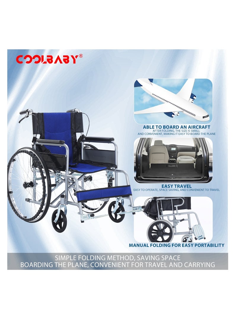 Cool Baby - Portable Wheelchair Standard Manual wheelchairs Small Simple Folding Light Ultra Light Travel for The Elderly Trolley BL - Image 1