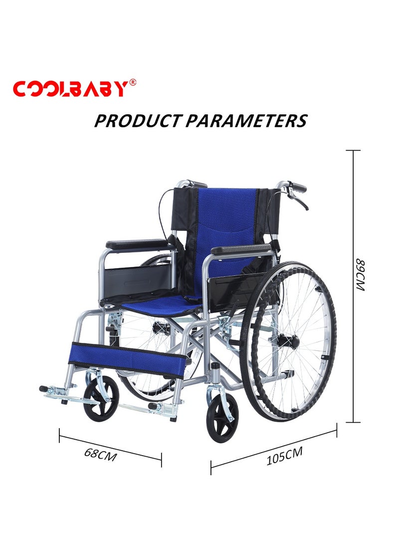 Cool Baby - Portable Wheelchair Standard Manual wheelchairs Small Simple Folding Light Ultra Light Travel for The Elderly Trolley BL - Image 1