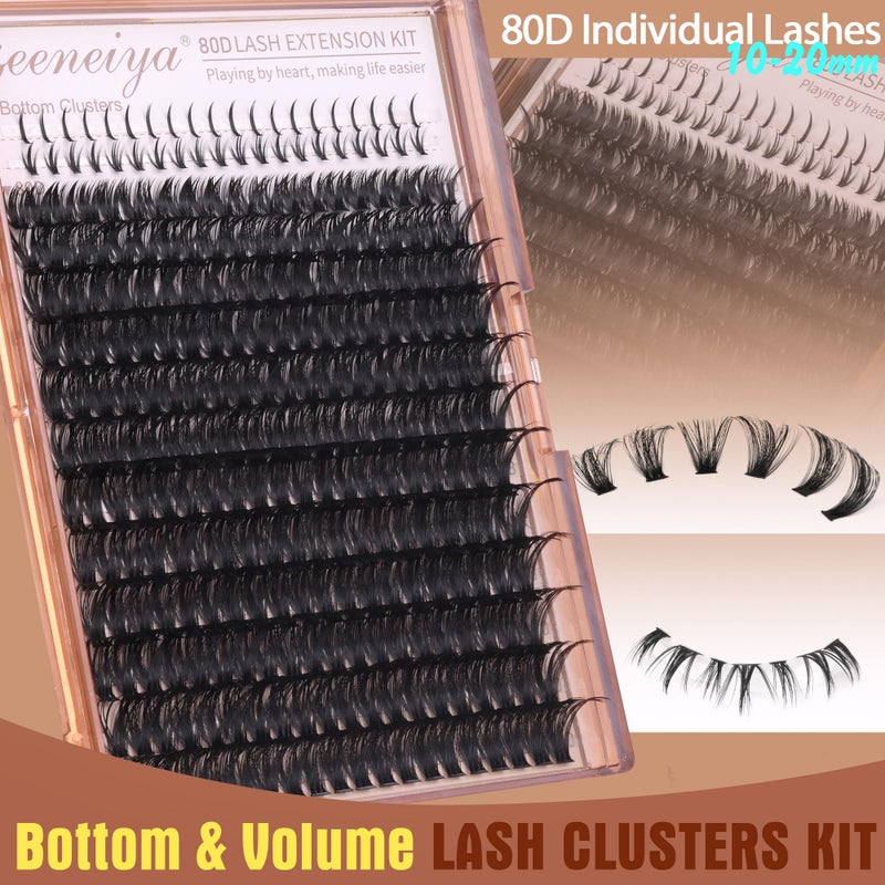 Geeneiya Cluster Eyelash Extensions with Bottom Lash Clusters 10-20mm DIY Lash Extension Wispy Volume Eyelash Clusters and Manga Spike Under Lashes for Beginners - Image 5