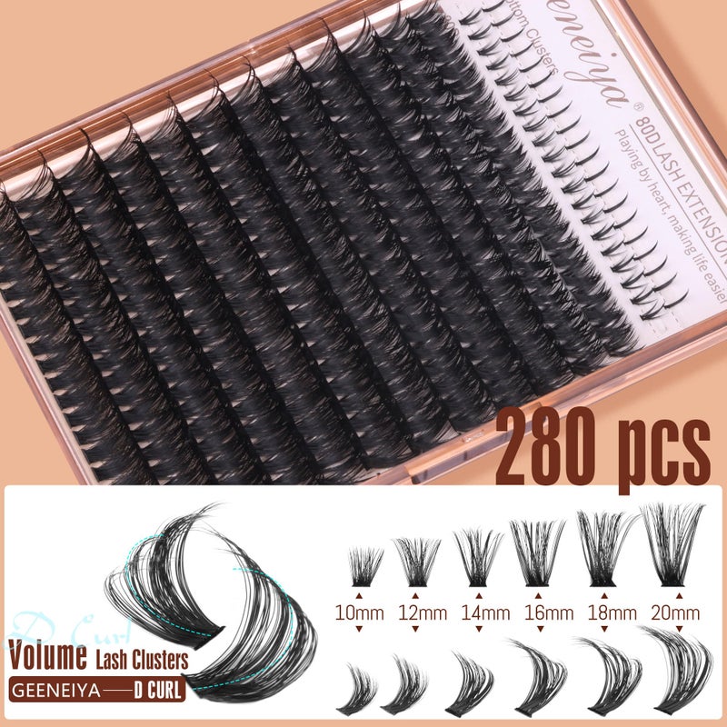 Geeneiya Cluster Eyelash Extensions with Bottom Lash Clusters 10-20mm DIY Lash Extension Wispy Volume Eyelash Clusters and Manga Spike Under Lashes for Beginners - Image 3