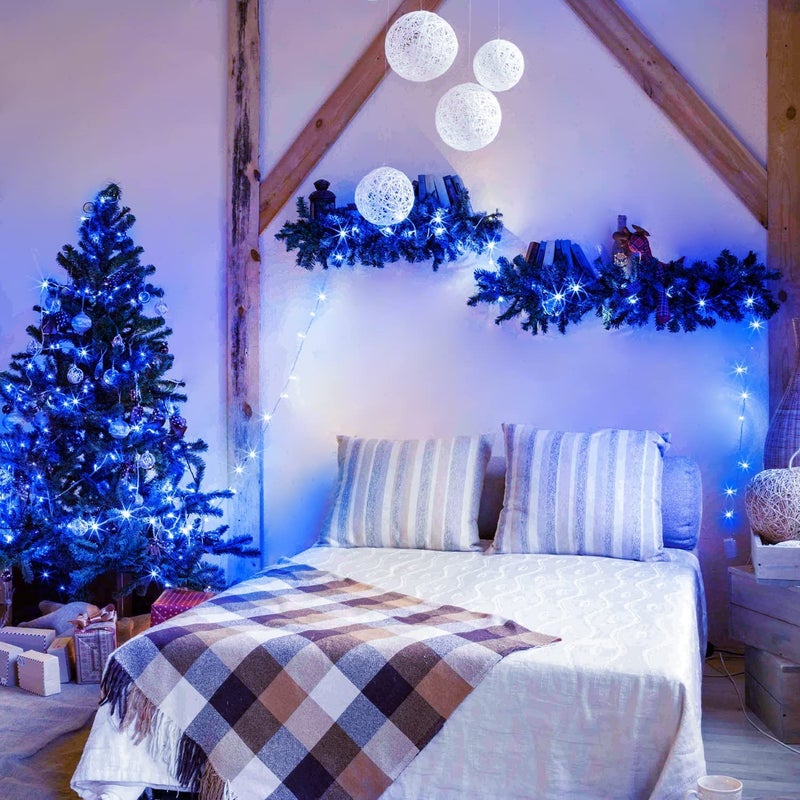 Gesto 20 متر أضواء سلسلة LED – قابس AC مقاوم للماء سلك نحاسي أزرق لأغراض تزيين المنزل، عيد الميلاد، الحديقة، الفناء، تزيين ديبافالي وديwali لأضواء الشرفة الخارجية - أزرق - Image 5