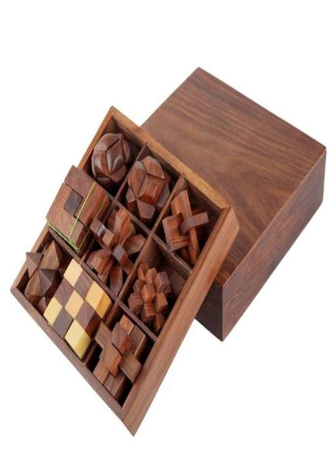 LUCKYMORDEN Brain Teaser Puzzle Set, 9 Wooden Mechanical Puzzles, The for Kids That Already Solve The Rubik's Cube - Image 1
