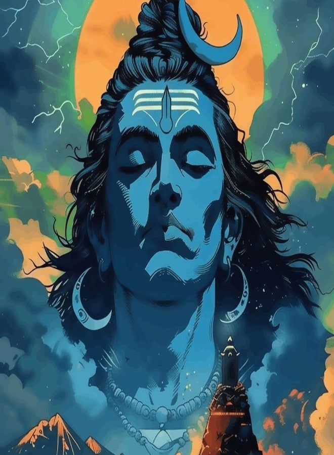 Paint Waint PaintWaint Mahadev Shiva Paint by Number Kit for Adults & Kids | 35 x 40 cm DIY Painting Set with Numbered Canvas, Colors Palette & Brushes | Easy for Beginners 16 Colors (Canvas Board, PW15) - Image 1