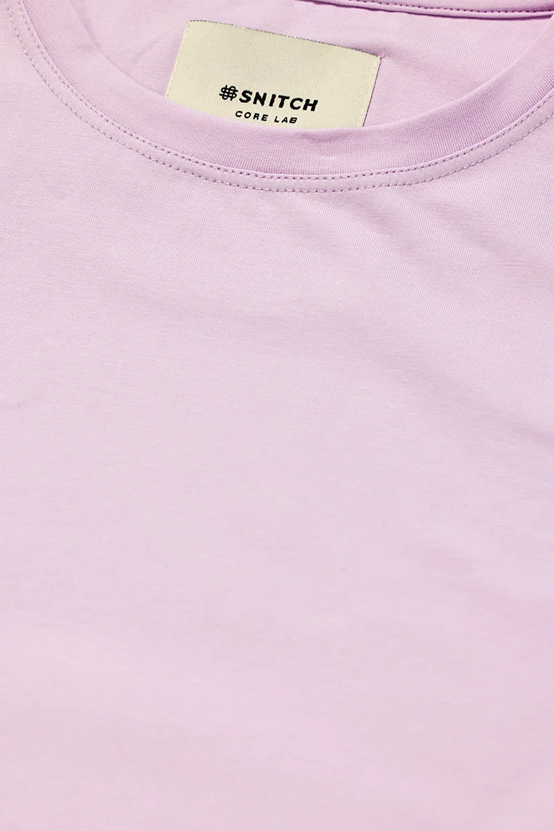 SNITCH Lilac Solid Half Sleeve Slim Fit Casual T-Shirt