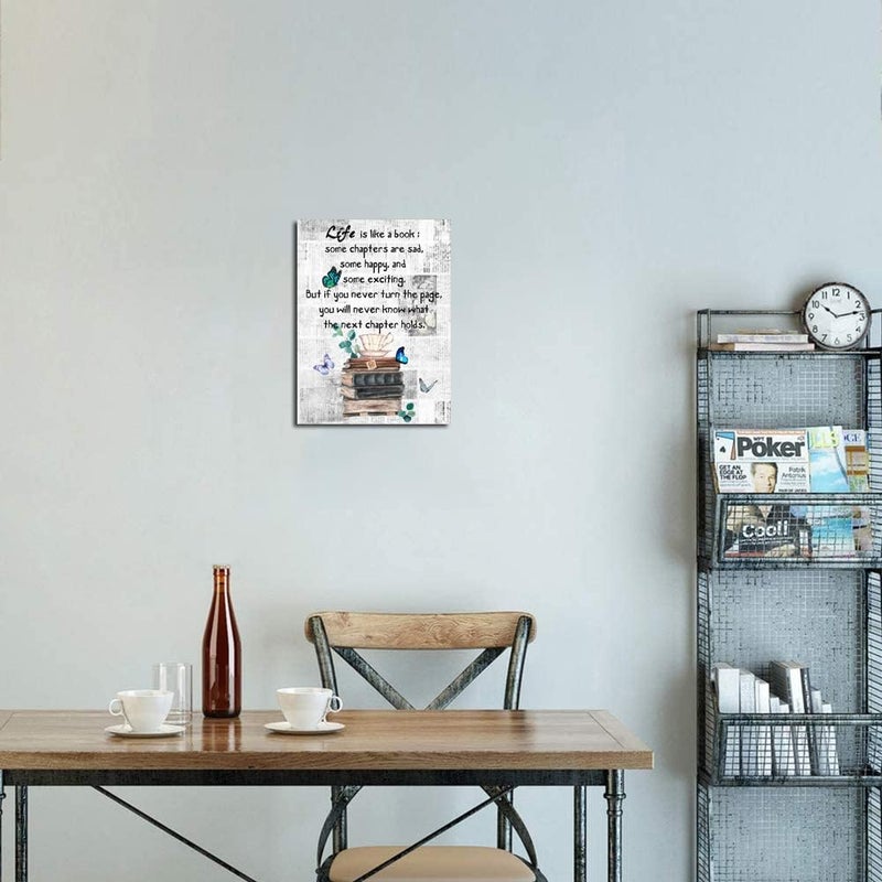 Paimuni Life is Like A Book Inspirational Canvas Wall Art - Image 2