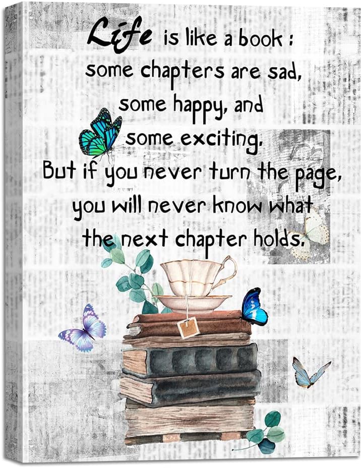 Paimuni Life is Like A Book Inspirational Canvas Wall Art - Image 1