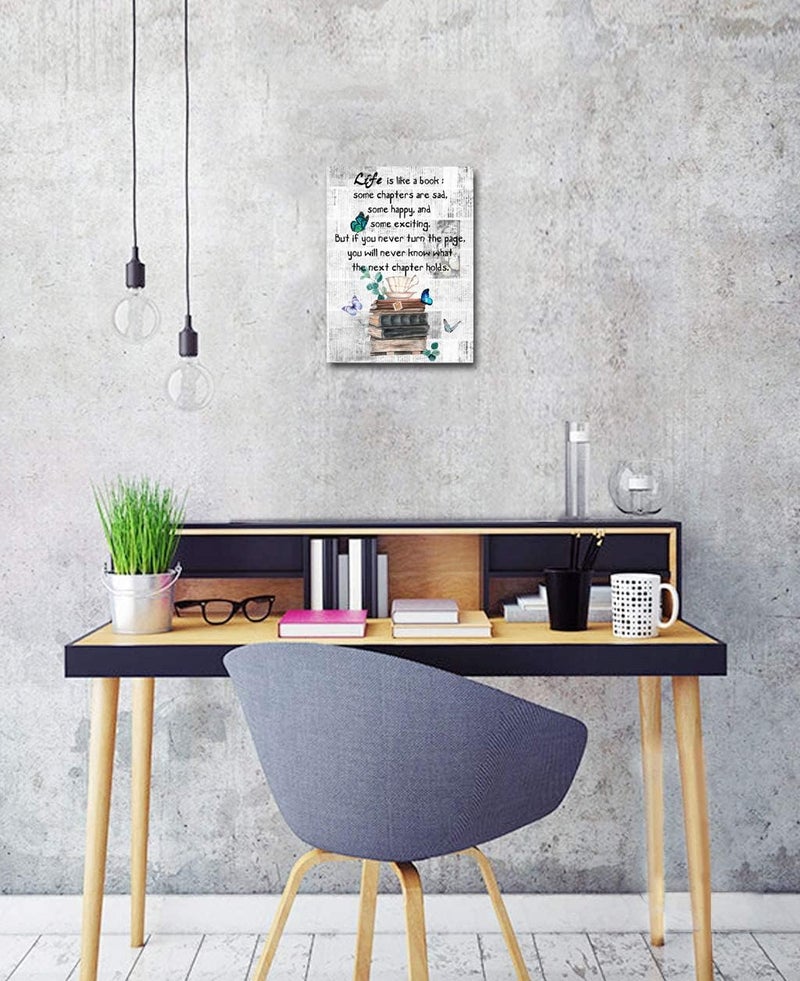 Paimuni Life is Like A Book Inspirational Canvas Wall Art - Image 4