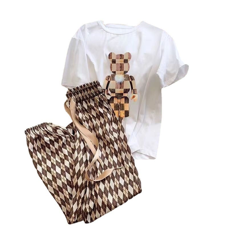 Women's Casual Two-Piece Set Letter/Number Print Short Sleeve Top and Pants - Image 5
