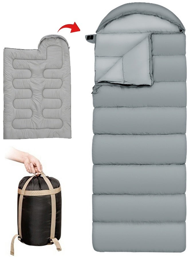 TAPIT Cold-Weather Sleeping Bag Lightweight Camping Sleeping Bag Set Envelope Hooded Sleeping Bag for Adults Backpacking Waterproof Indoor or Outdoor Hiking (Grey 2.4kg(190+30)*75cm) - Image 1