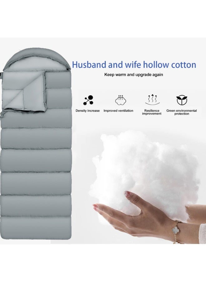 TAPIT Cold-Weather Sleeping Bag Lightweight Camping Sleeping Bag Set Envelope Hooded Sleeping Bag for Adults Backpacking Waterproof Indoor or Outdoor Hiking (Grey 2.4kg(190+30)*75cm) - Image 2