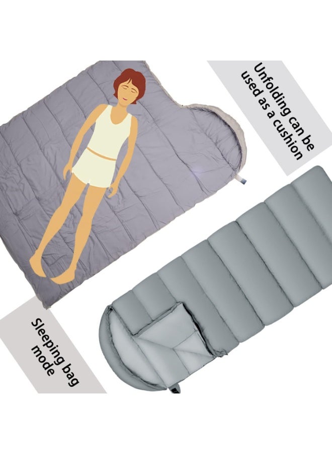 TAPIT Cold-Weather Sleeping Bag Lightweight Camping Sleeping Bag Set Envelope Hooded Sleeping Bag for Adults Backpacking Waterproof Indoor or Outdoor Hiking (Grey 2.4kg(190+30)*75cm) - Image 3