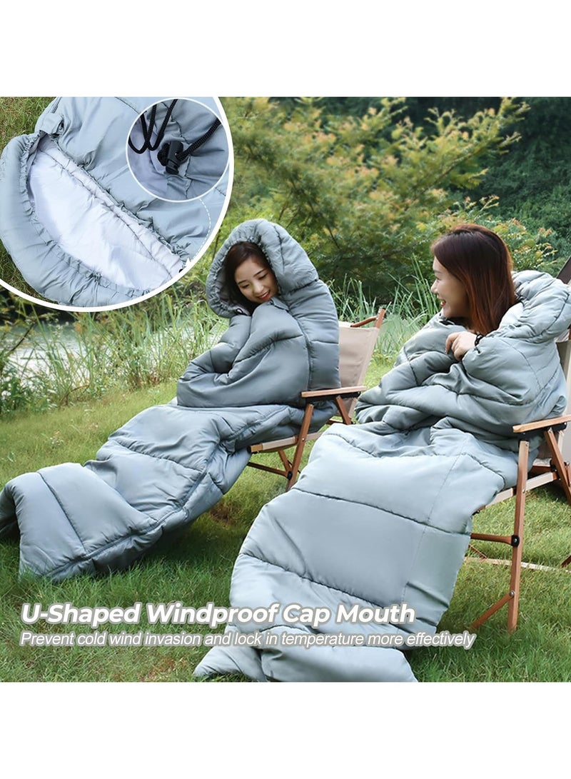 TAPIT Cold-Weather Sleeping Bag Lightweight Camping Sleeping Bag Set Envelope Hooded Sleeping Bag for Adults Backpacking Waterproof Indoor or Outdoor Hiking (Grey 2.4kg(190+30)*75cm) - Image 4