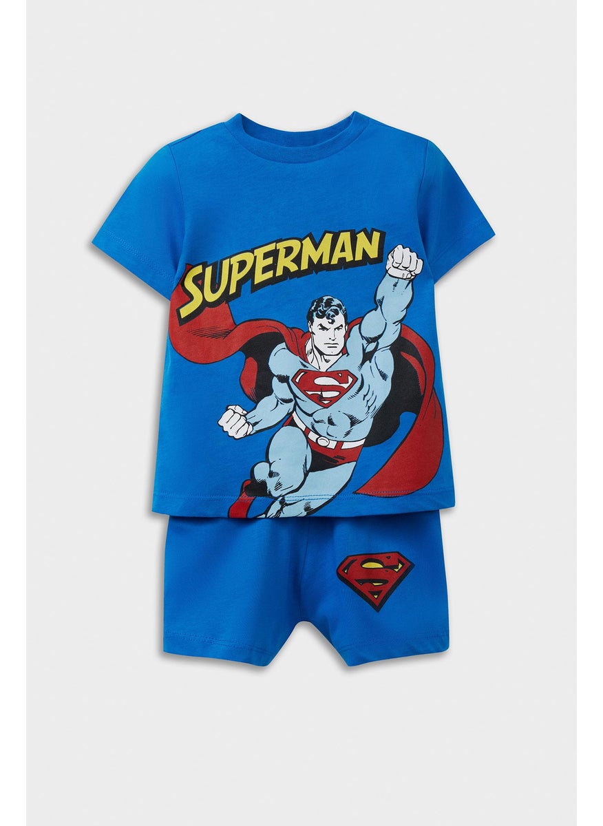 DeFacto Baby Boy 2 piece Regular Fit Envelope Neck Superman Licensed Knitted Pyjamas  - Image 4