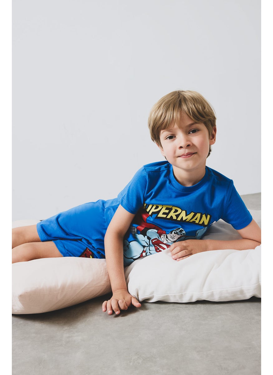 DeFacto Baby Boy 2 piece Regular Fit Envelope Neck Superman Licensed Knitted Pyjamas  - Image 5