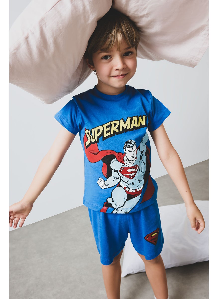 DeFacto Baby Boy 2 piece Regular Fit Envelope Neck Superman Licensed Knitted Pyjamas  - Image 2