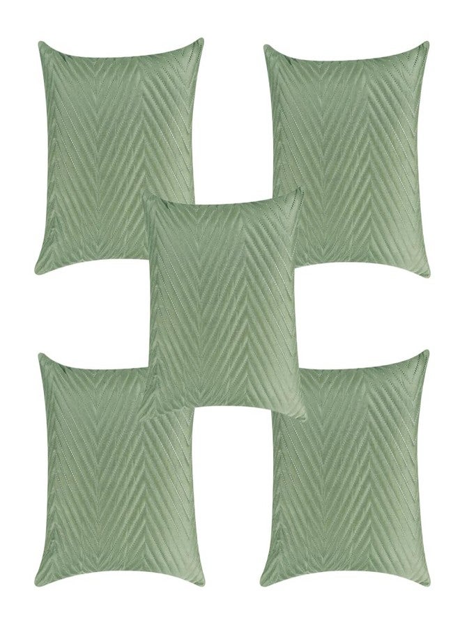 RD TREND UltraSonic Microfiber Cushion Covers, 60 x 60 cm/24 x 24 inches, Set of 5, 250 TC,Back Zipper (Miltry Green) - Image 4