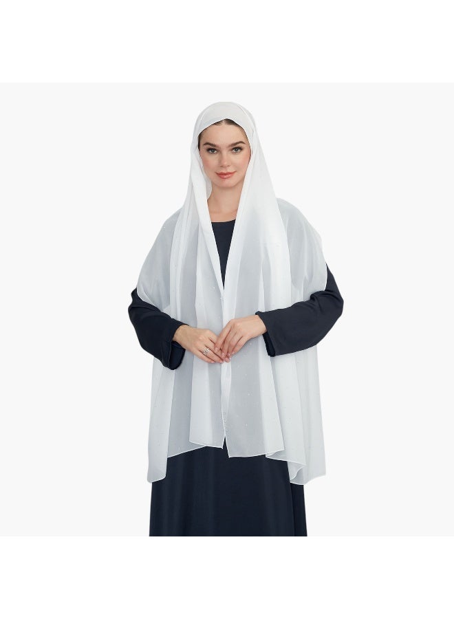 LIFESTYLE Stone Embellished White Hijab for Women - Image 2