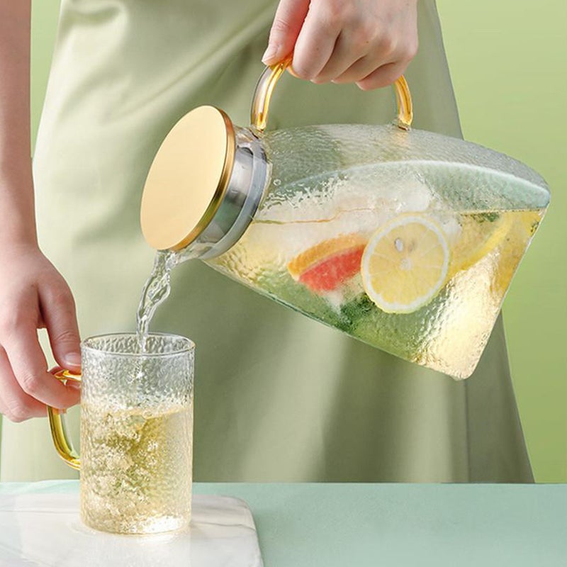 Glass Pitcher with Lid Pitcher Fridge Door Glass Jug Transparent Glass Water Pitcher - Image 2