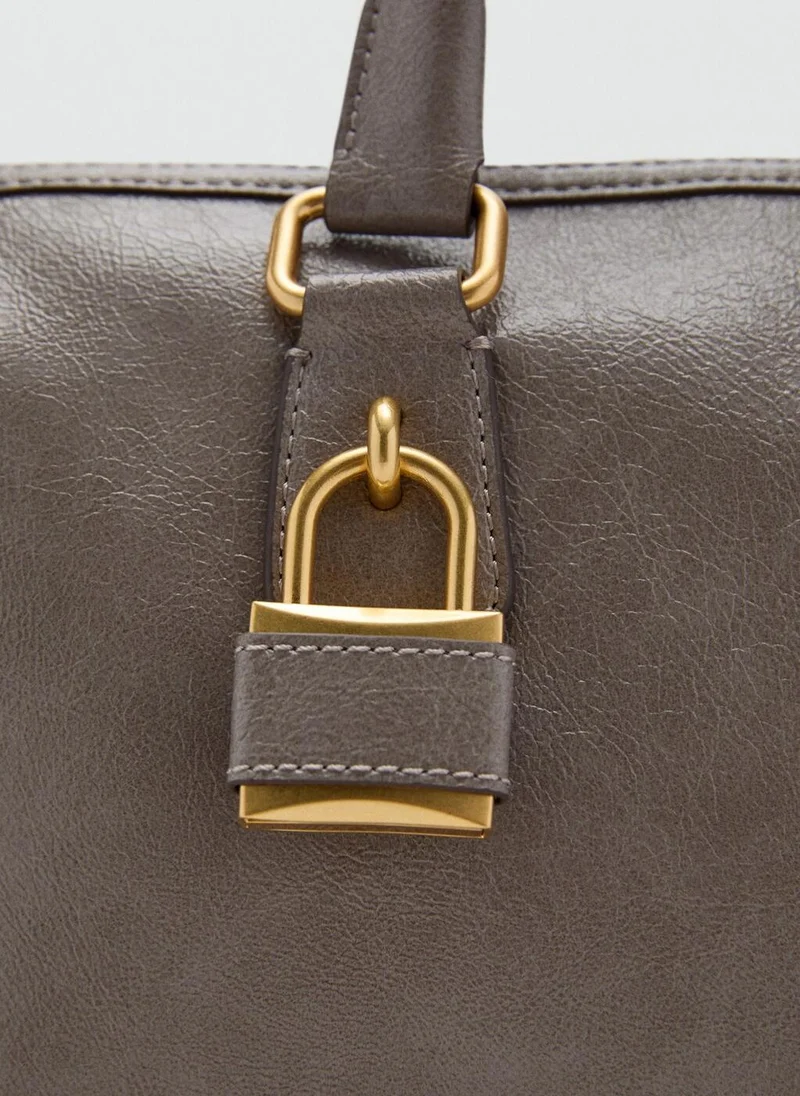 MANGO Shiny handbag with handles