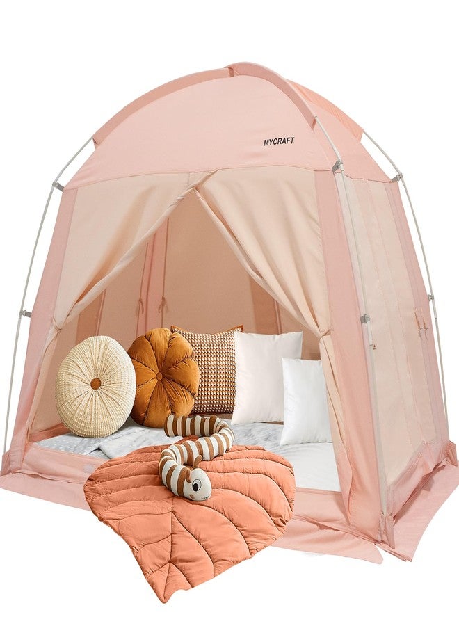 Mycraft Queen Size Bed Tents Canopy Bed-Privacy Dream Tent for Cozy Indoor Sleeping, Light-Reducing,and Breathable, with 4 Doors Floor Tent Bed - Image 1