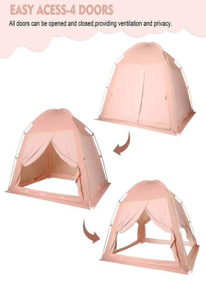 Mycraft Queen Size Bed Tents Canopy Bed-Privacy Dream Tent for Cozy Indoor Sleeping, Light-Reducing,and Breathable, with 4 Doors Floor Tent Bed - Image 5