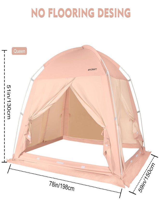 Mycraft Queen Size Bed Tents Canopy Bed-Privacy Dream Tent for Cozy Indoor Sleeping, Light-Reducing,and Breathable, with 4 Doors Floor Tent Bed - Image 2