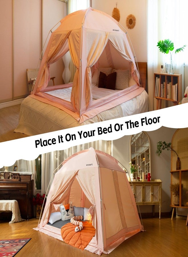 Mycraft Queen Size Bed Tents Canopy Bed-Privacy Dream Tent for Cozy Indoor Sleeping, Light-Reducing,and Breathable, with 4 Doors Floor Tent Bed - Image 3