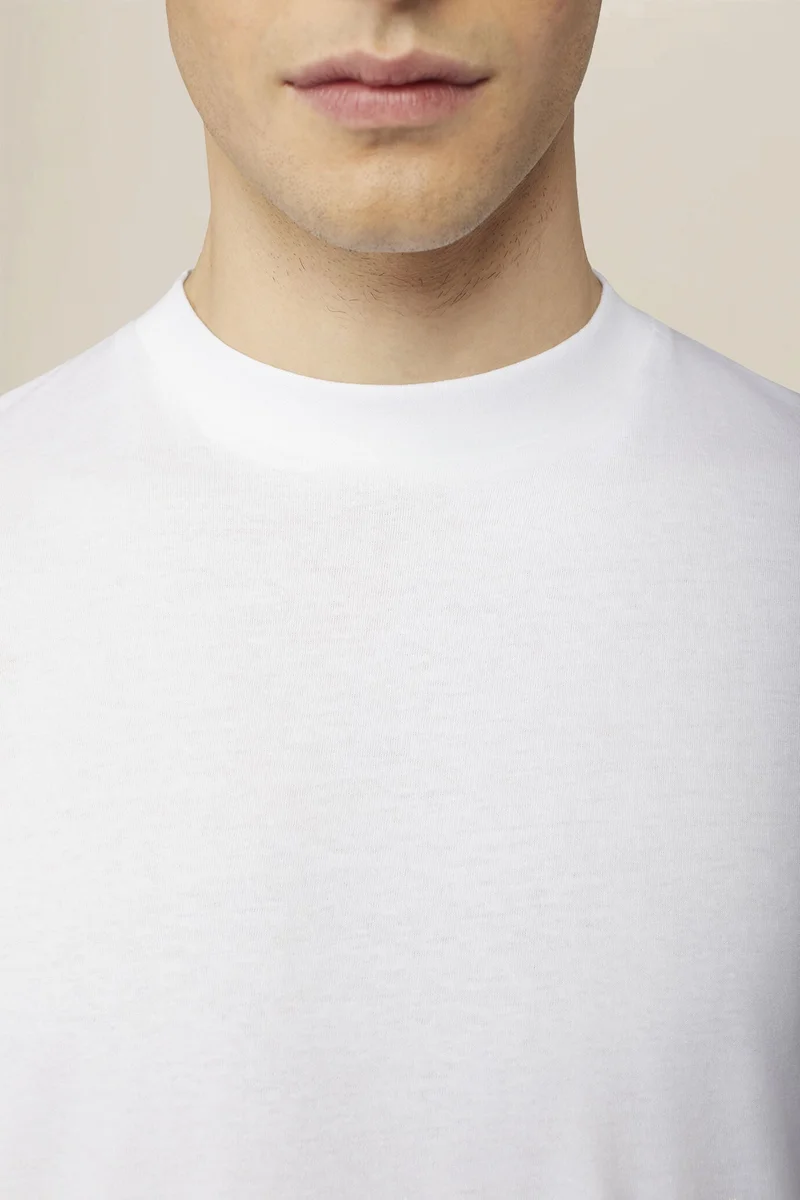 Doppelganger White Men's T-shirt in 100% cotton jersey with slightly high neck - White for Men | Best Price UAE