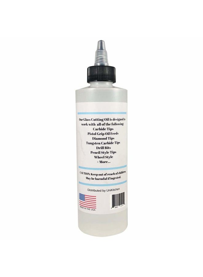 UniKitchen Premium Glass Cutting Oil (8 oz) Specially Formulated for Use with Any Glass Cutter Tool - Glass Cutter Oil for Glass Drill Bit, Mirror Cutting Tool, Tile Cutter & Glass Cutting Tools - Image 2