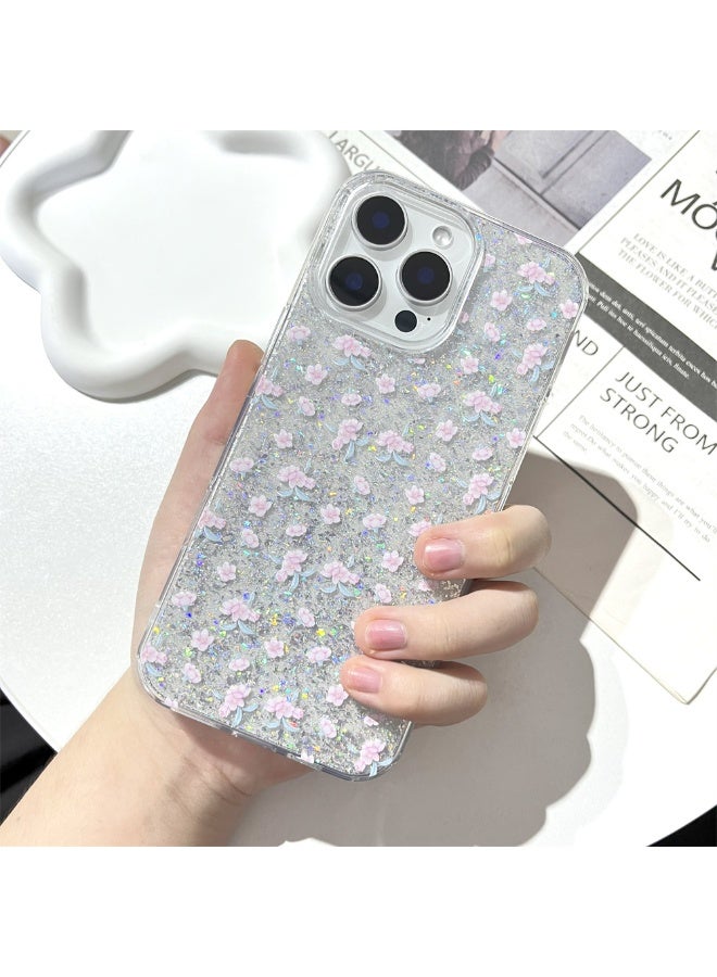 NIBEMINENT Gentle Shattering Flowers Protective TPU Case Cover For iPhone 16 Pro Clear - Image 1
