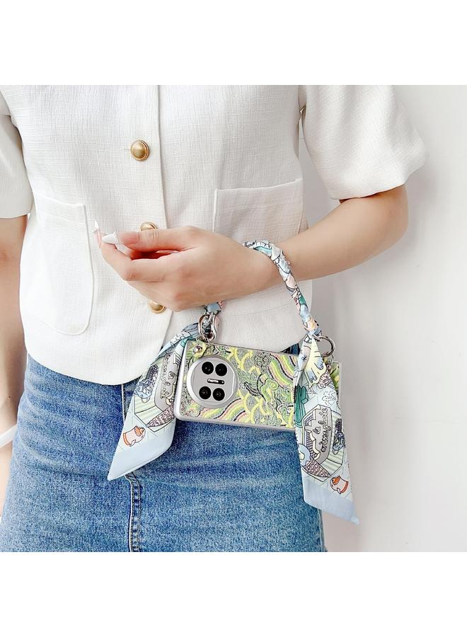 زبون جراب لهاتف Huawei Mate X3 / X5، جراب هاتف بتغطية كاملة مطرز بنقشة غيوم مواتية مع وشاح / سوار - Image 5